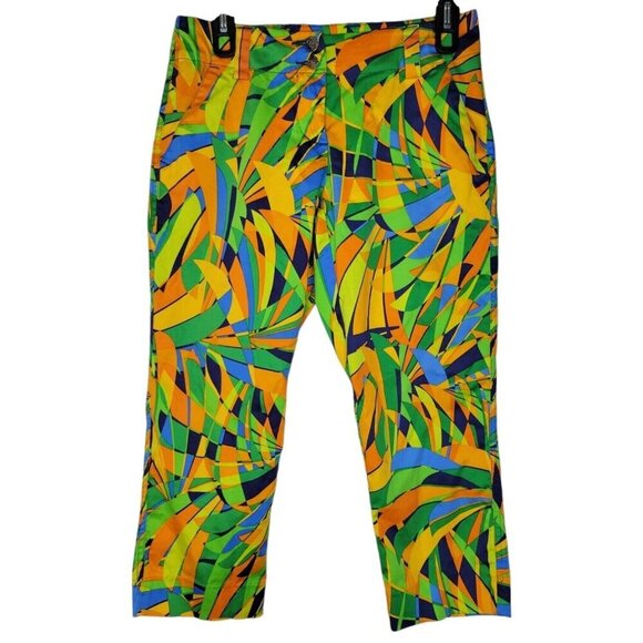 Loudmouth Golf Pants Womens 2 All Over Print Geometric Crop Capri AOP Golf Artsy - Picture 1 of 14